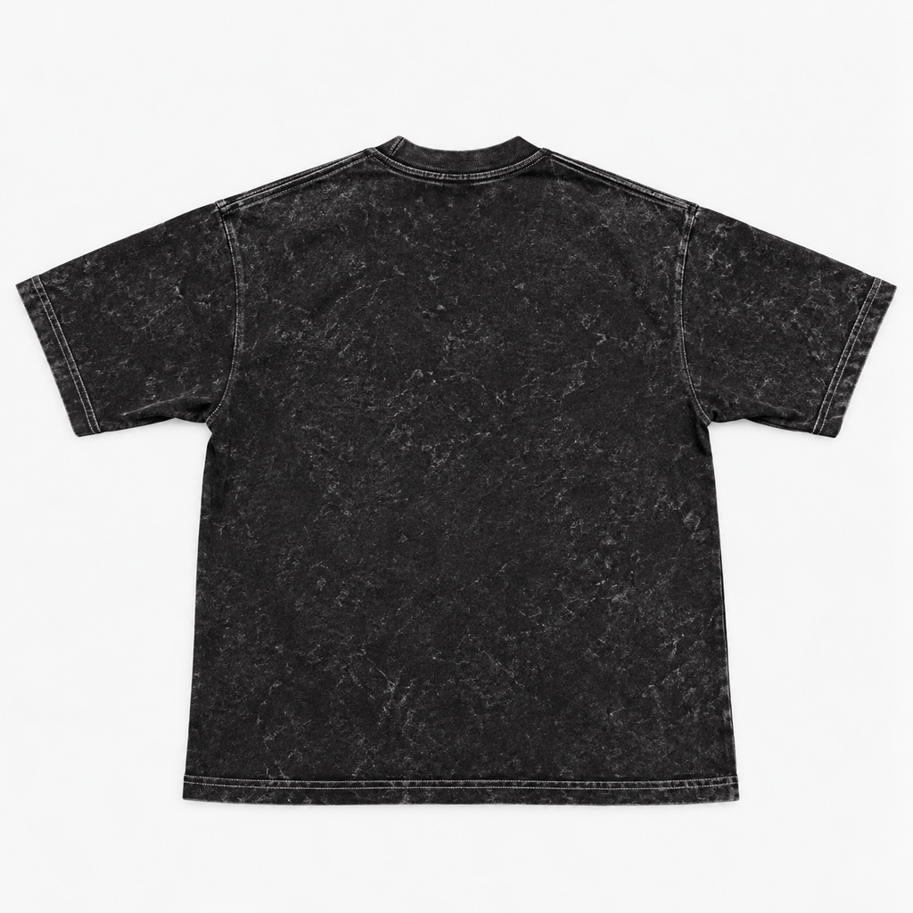 Playera oversize heavy teñida en prenda acid wash negro - espalda