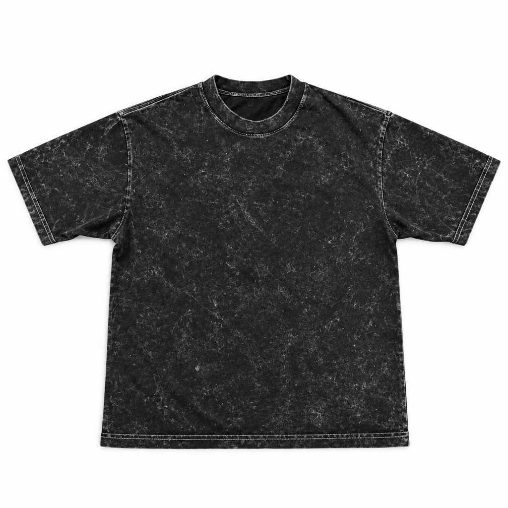 Playera oversize heavy teñida en prenda acid wash negro - frente