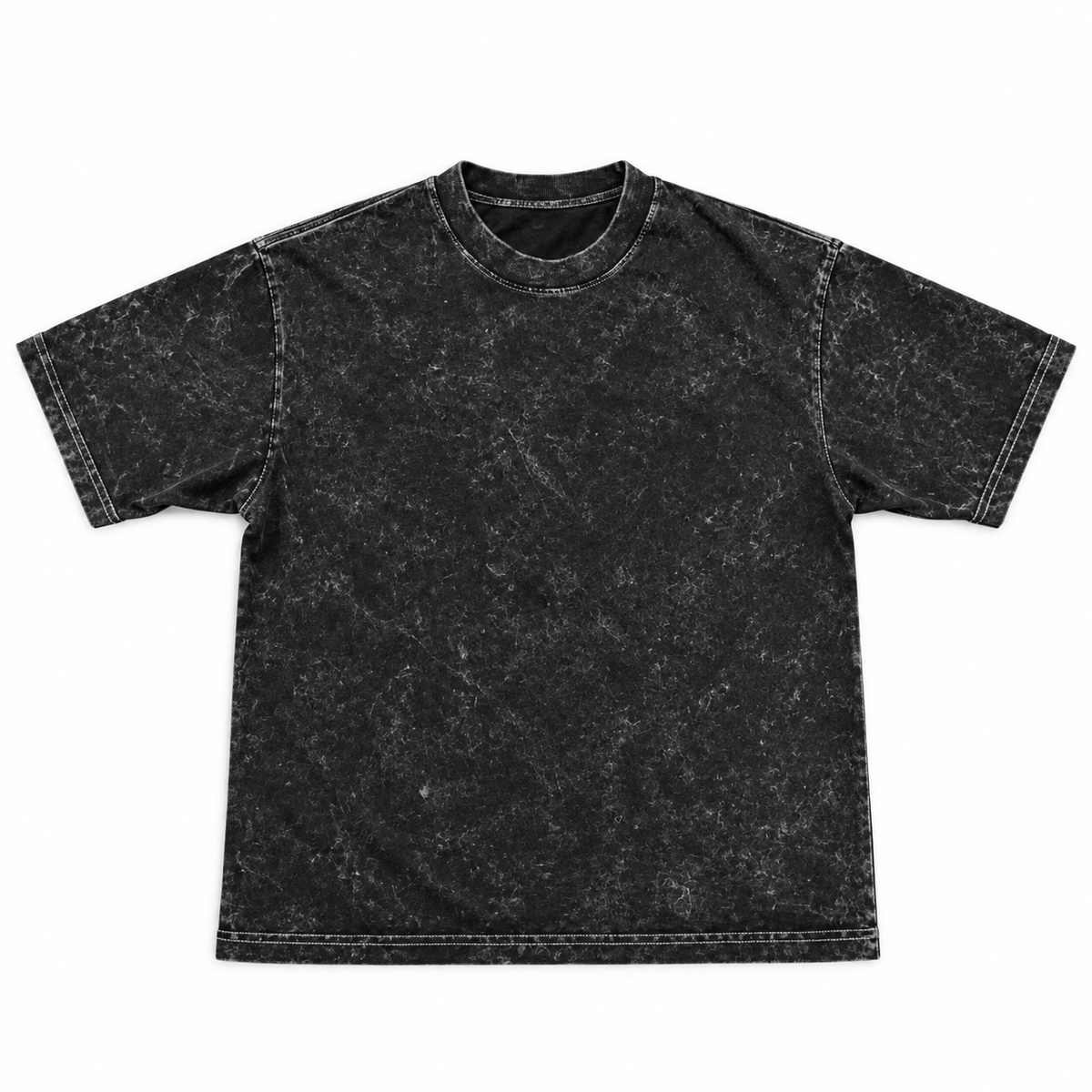 Playera oversize heavy teñida en prenda acid wash negro - frente