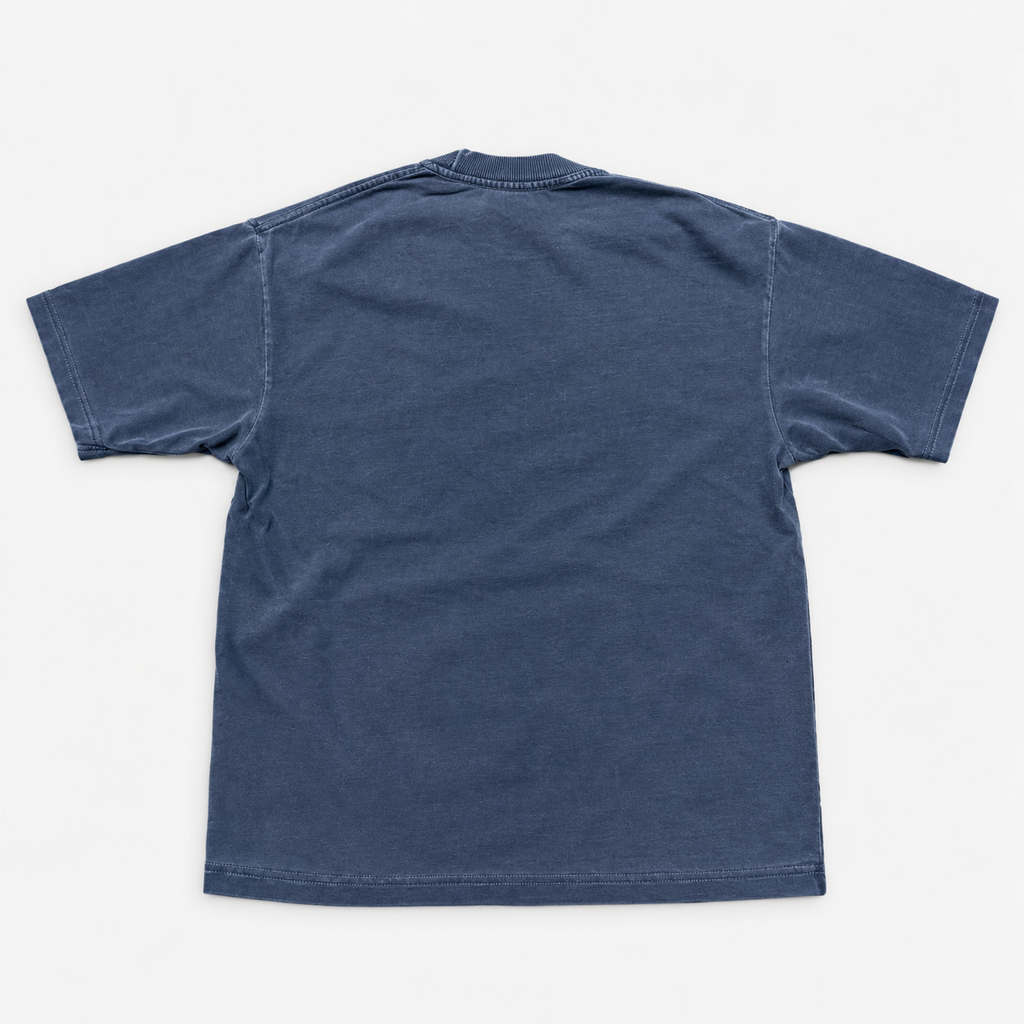 Playera oversize heavy teñida en prenda azul cobalto - espalda