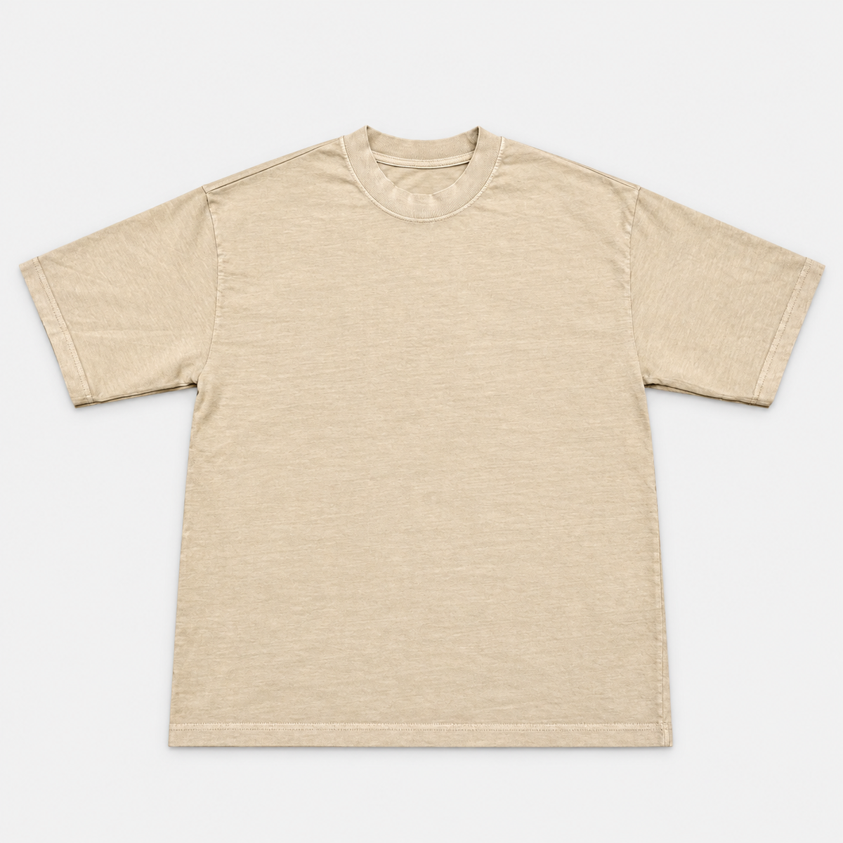 Playera oversize heavy teñida en prenda oat beige - frente