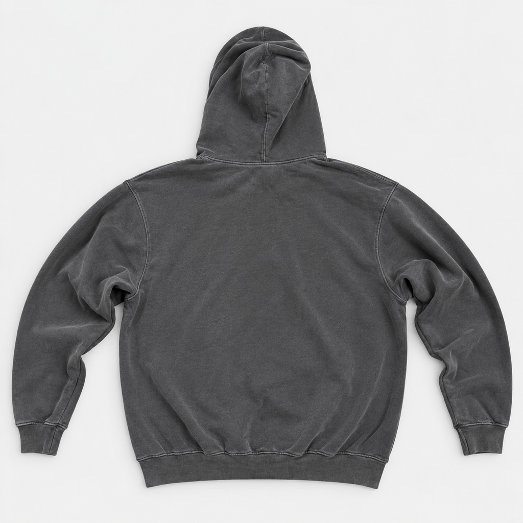 SUDADERA CON CAPUCHA HEAVY TEÑIDO EN PRENDA GRIS