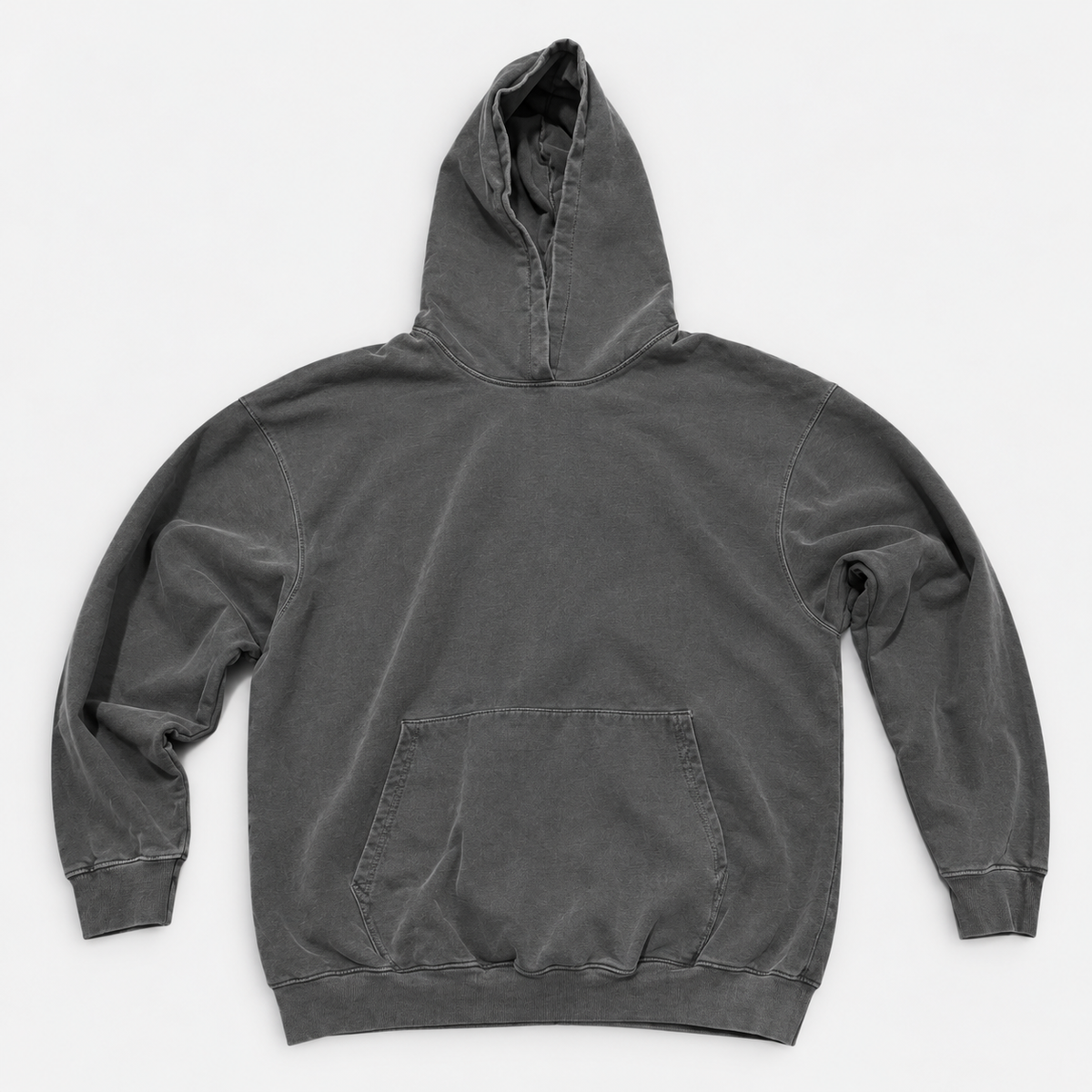 SUDADERA CON CAPUCHA HEAVY TEÑIDO EN PRENDA GRIS