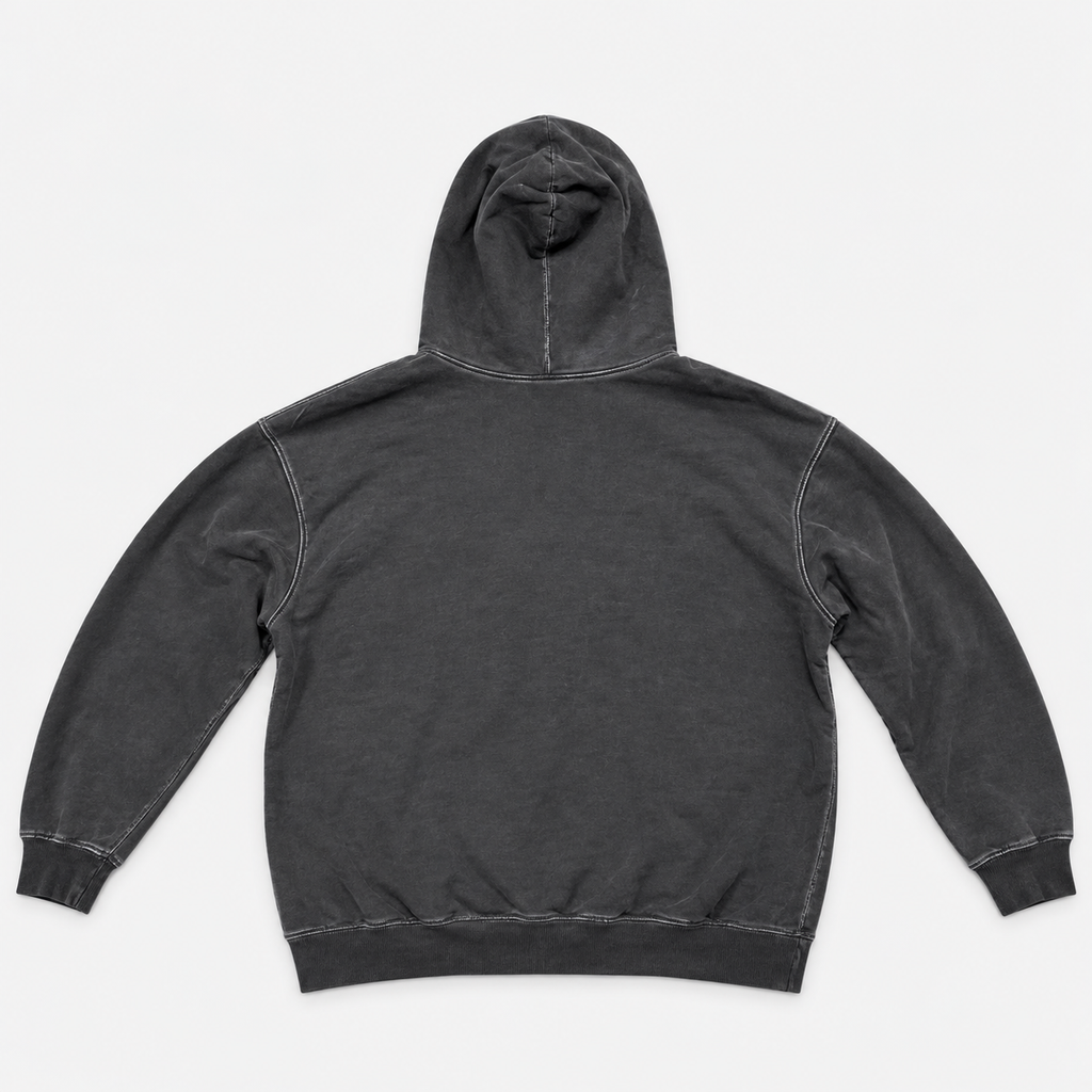 Sudadera con capucha heavy teñida en prenda antique negro pigment - espalda