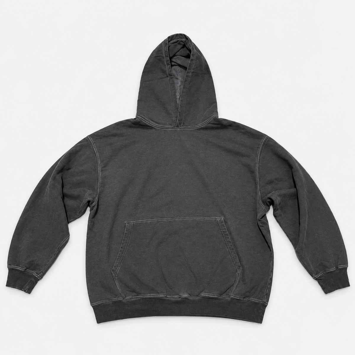 Sudadera con capucha heavy teñida en prenda antique negro pigment - frente
