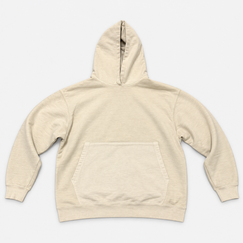 Sudadera con capucha heavy teñida en prenda beige - frente