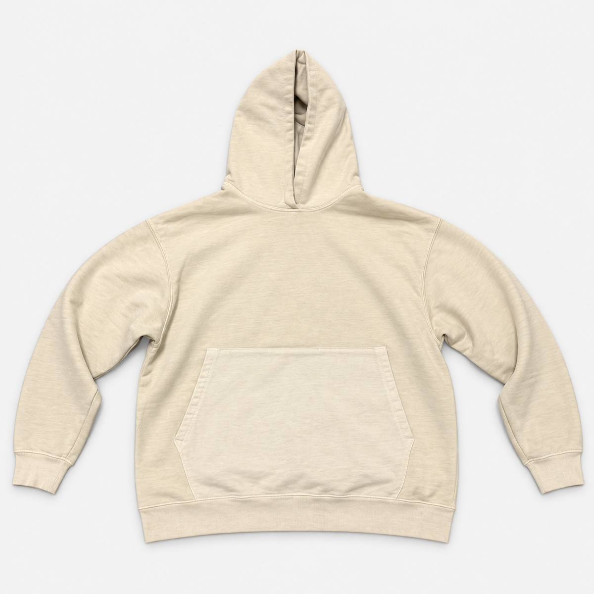 Sudadera con capucha heavy teñida en prenda beige - frente