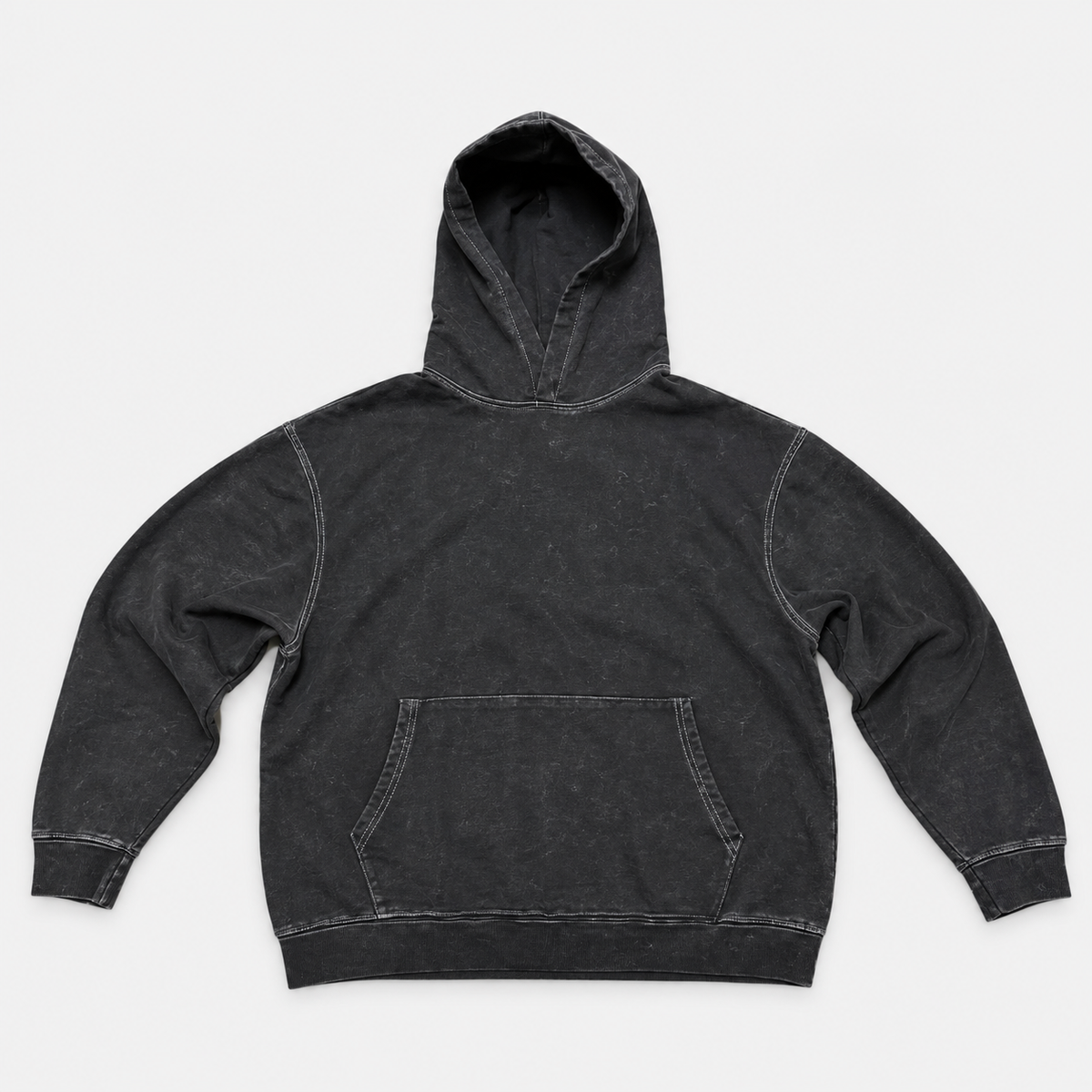 Sudadera con capucha heavy teñida en prenda light mineral wash negro - frente